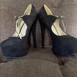 JustFab platform pumps with strap